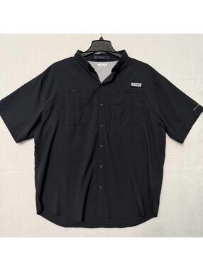 Columbia Shirt Men's 2XL PFG Tamiami Vented Fishing Omni Shade Button Down Black